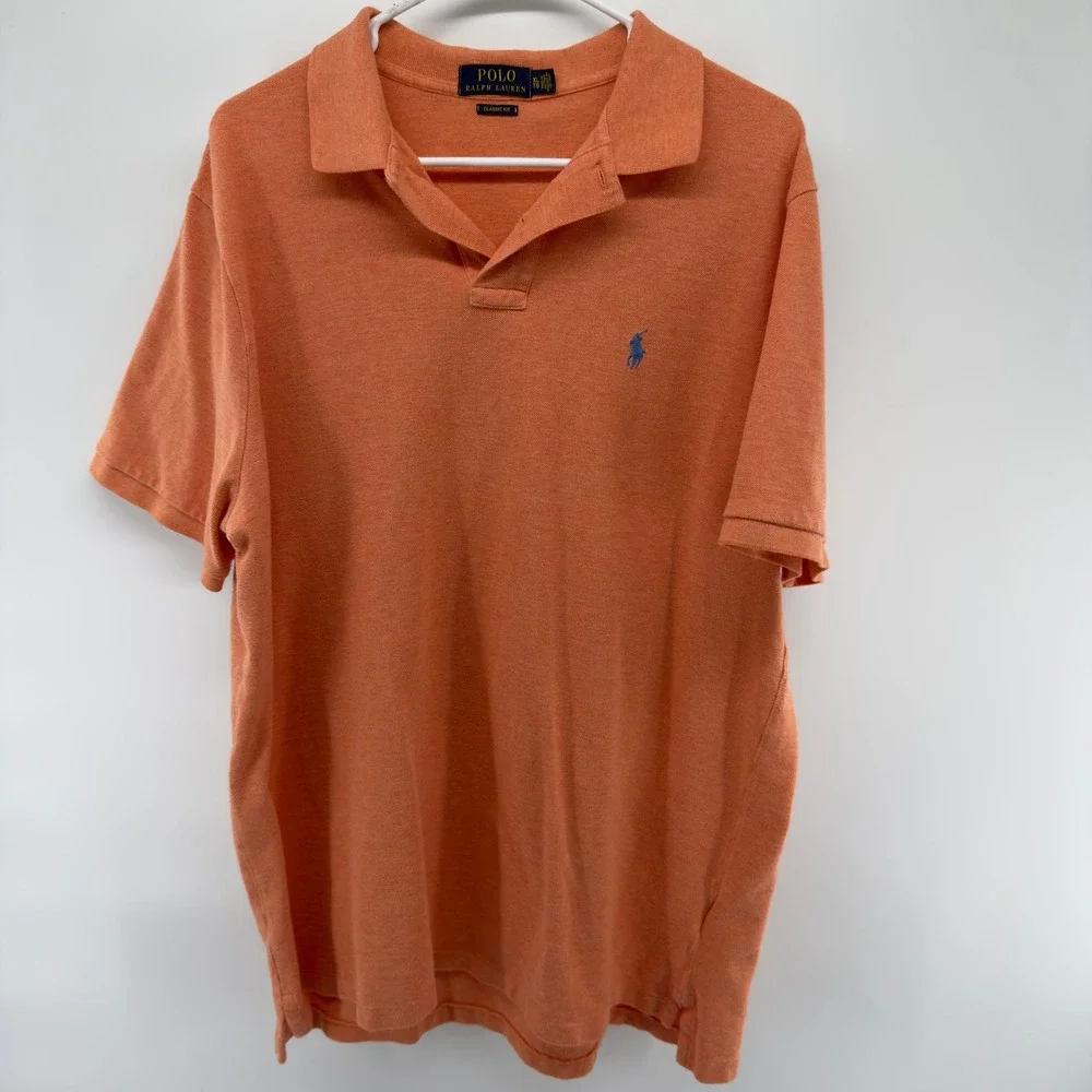 Polo Ralph Lauren Mens Classic Fit Short Sleeve Mesh Polo Shirt Orange XL